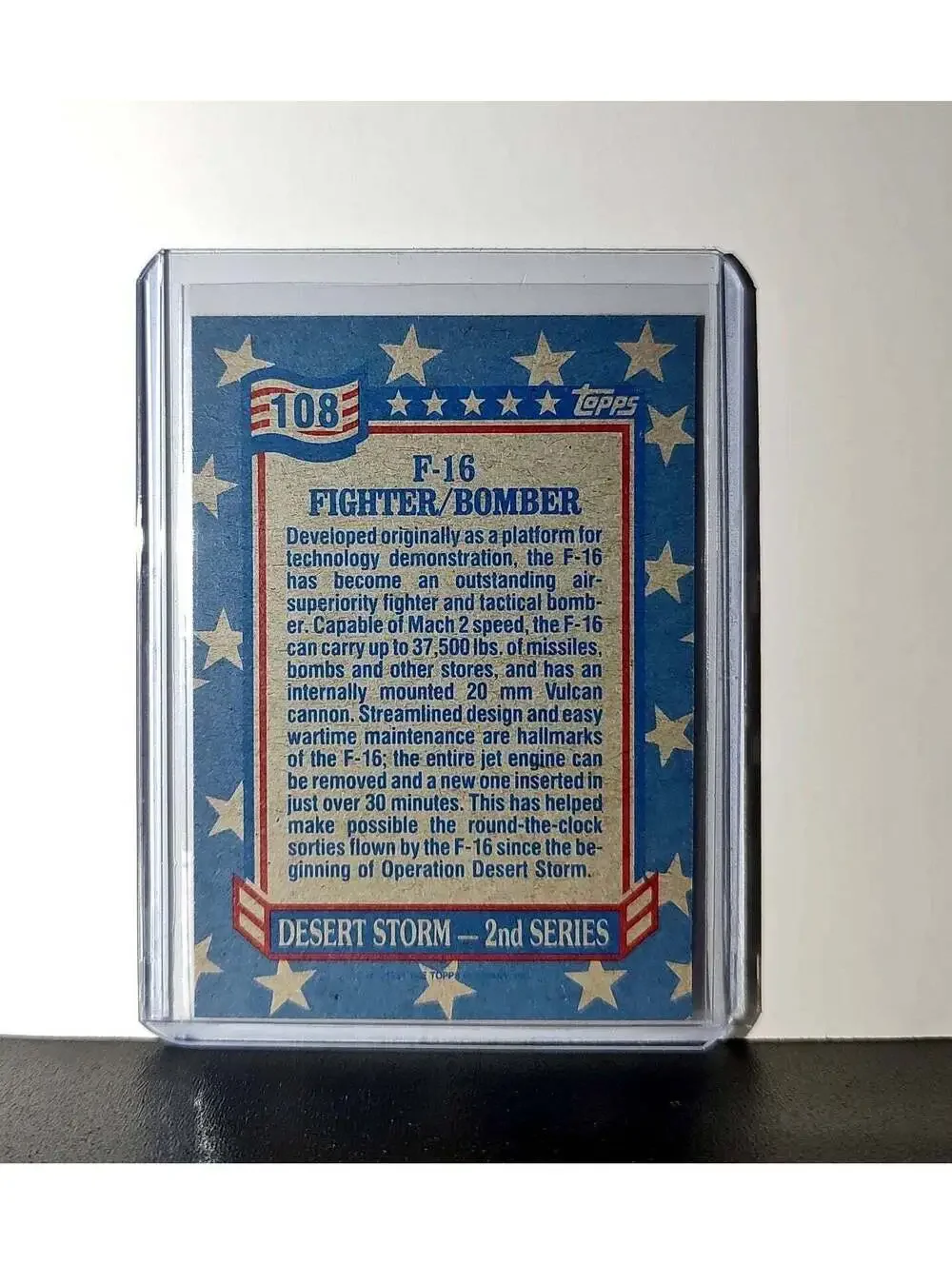 F-16 Fighter/Bomber 1991 Topps Desert Storm #108 Card